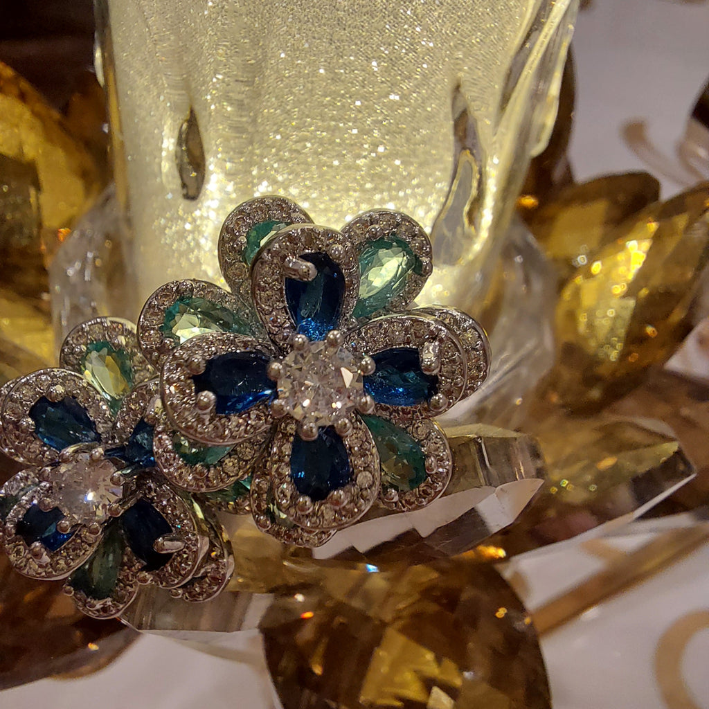 Sapphire Gradient Flower Earrings