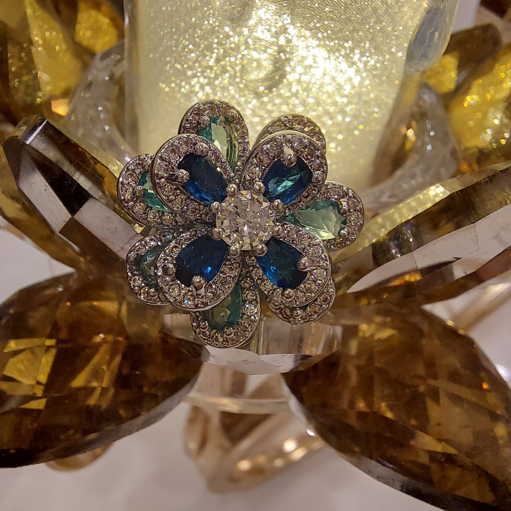 Sapphire Gradient Flower Earrings