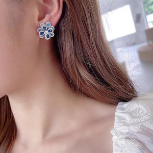 Sapphire Gradient Flower Earrings
