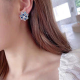 Sapphire Gradient Flower Earrings