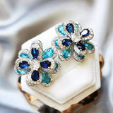 Sapphire Gradient Flower Earrings